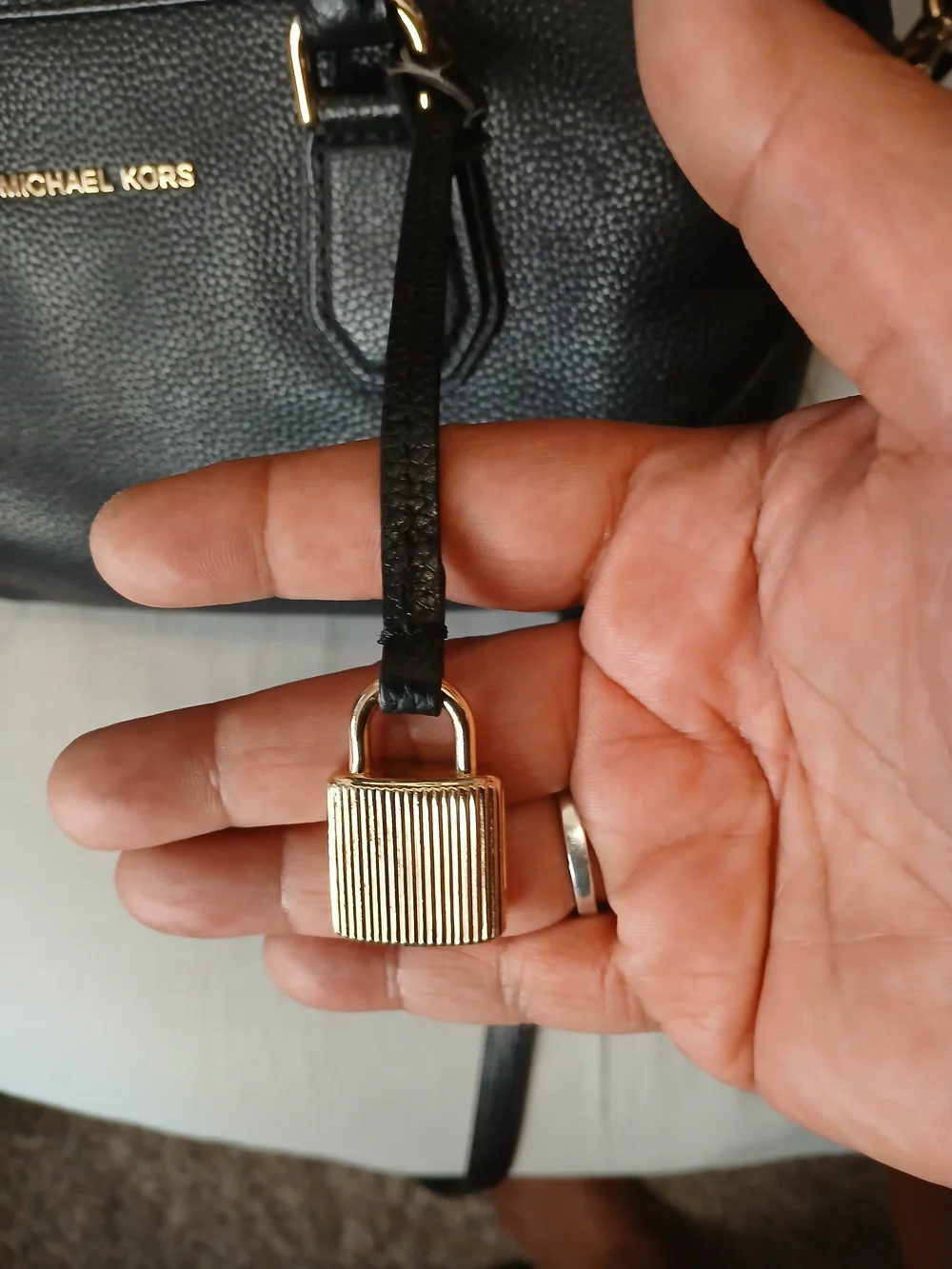 Michael Kors Black Pebbled Leather Satchel with Gold Hardware
